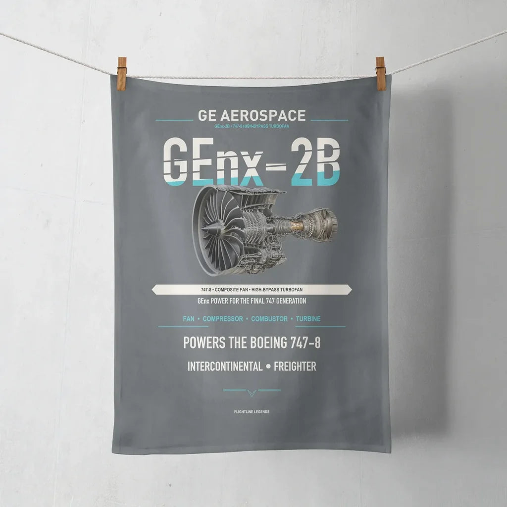 GEnx-2B design on gray towel