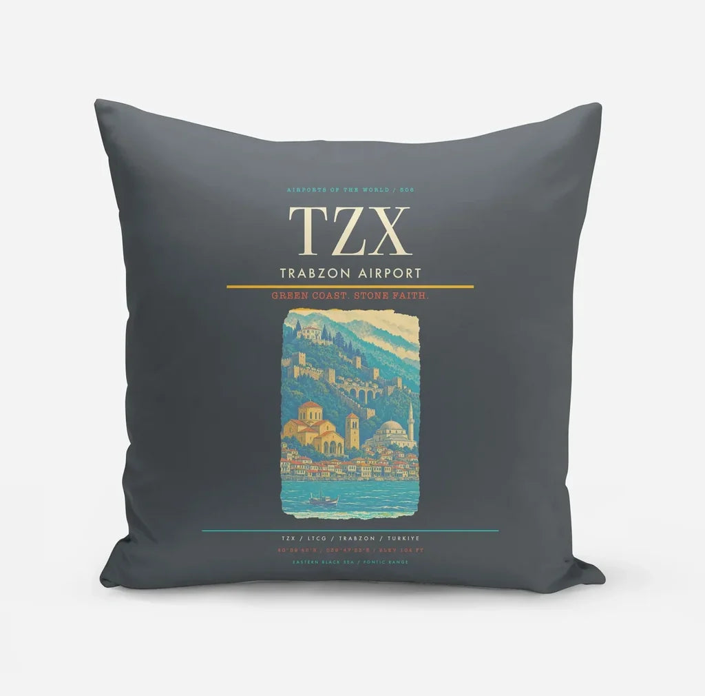 Trabzon Airport (TZX) design on gray pillow