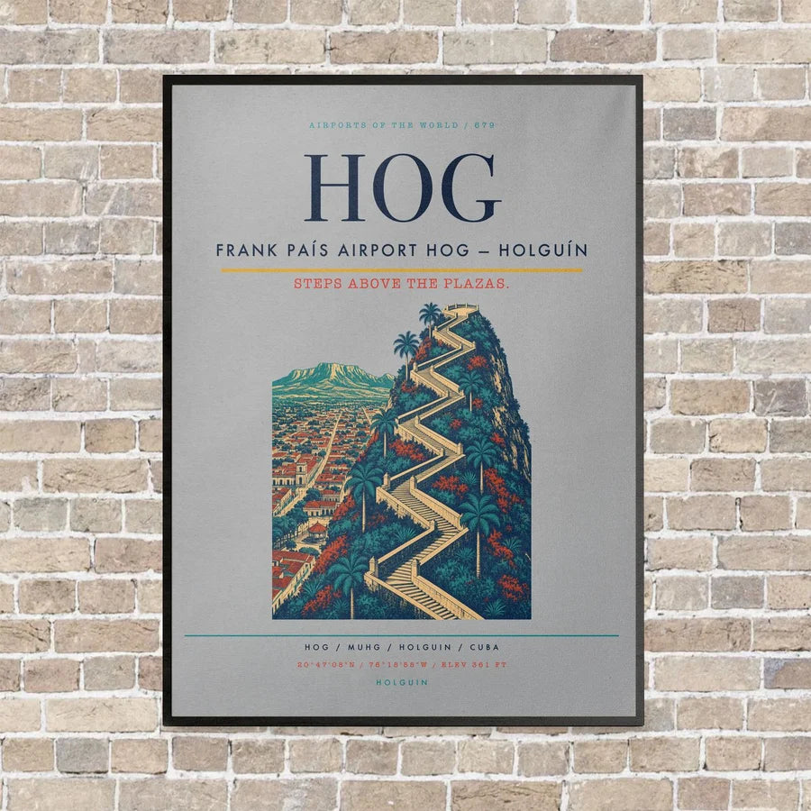 Frank País Airport HOG — Holguín vertical canvas print - framed - light gray background