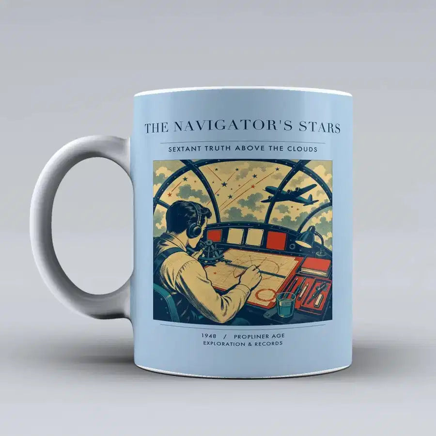 VINTAGE G4297 - The Navigator's Stars - Ceramic Mug design on lightblue
