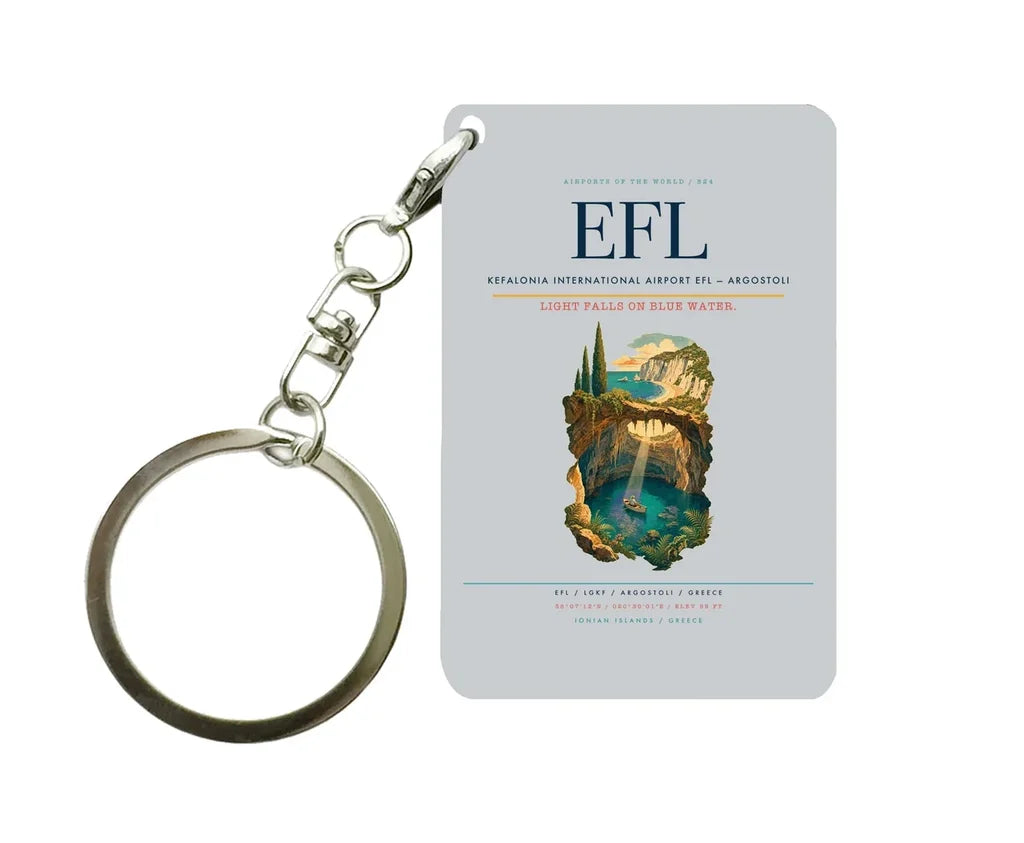 Kefalonia International Airport (EFL) design on light gray key chain