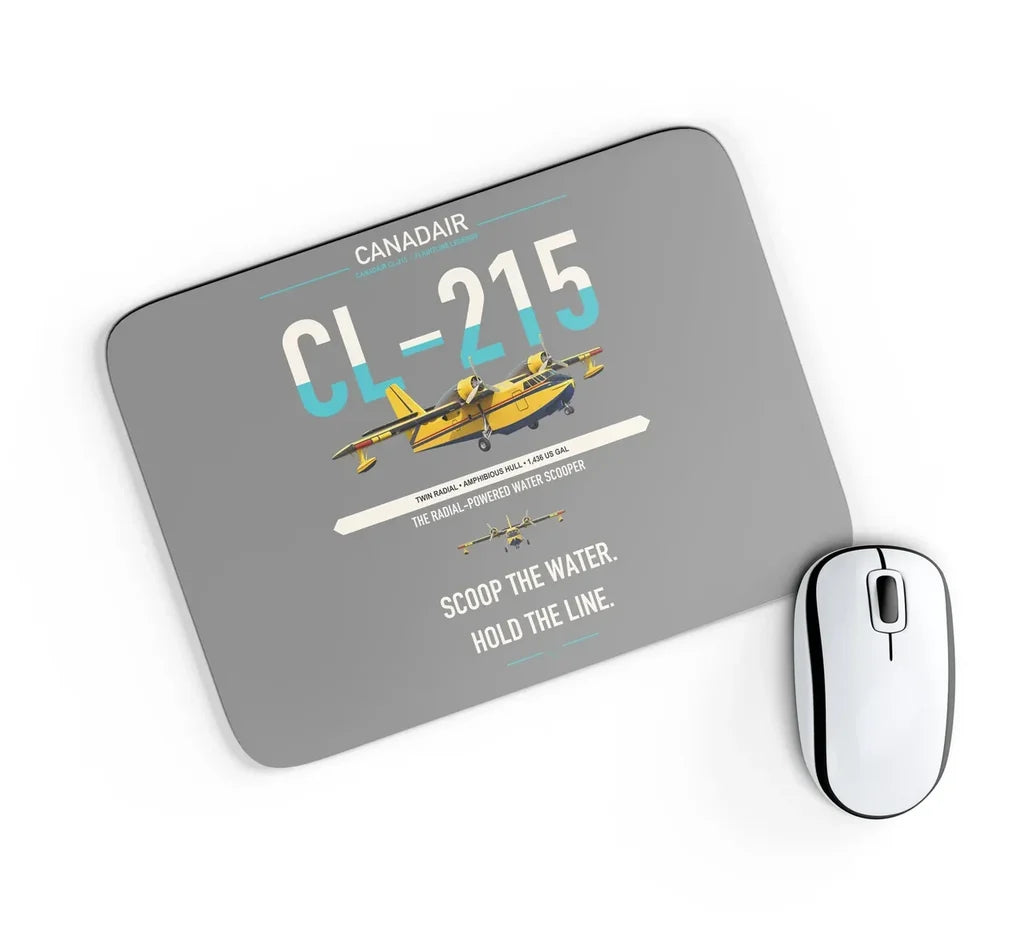 Canadair CL-215 design on gray rectangle mouse pad