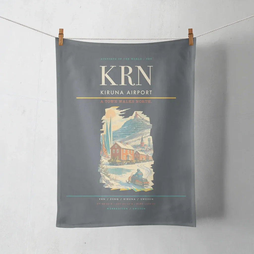Kiruna Airport (KRN) design on gray towel