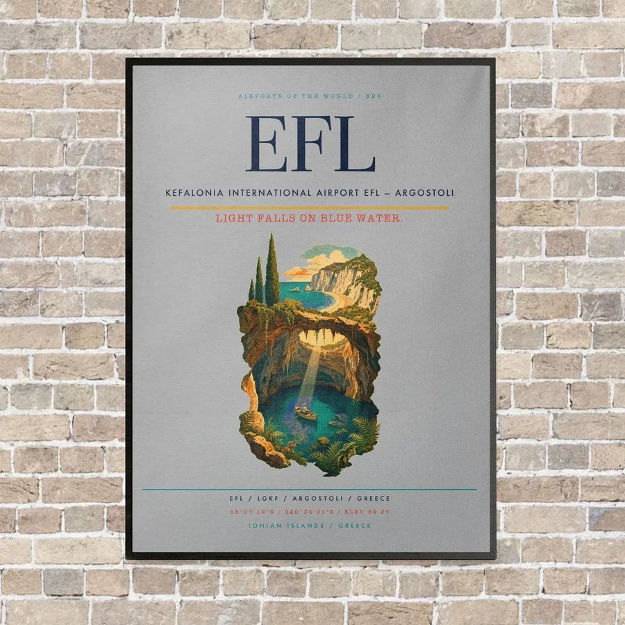 Kefalonia International Airport EFL — Argostoli vertical canvas print - framed - light gray background