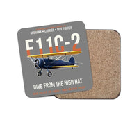 Thumbnail for F11C-2 Goshawk Dive from the High Hat design on gray 1 piece coaster