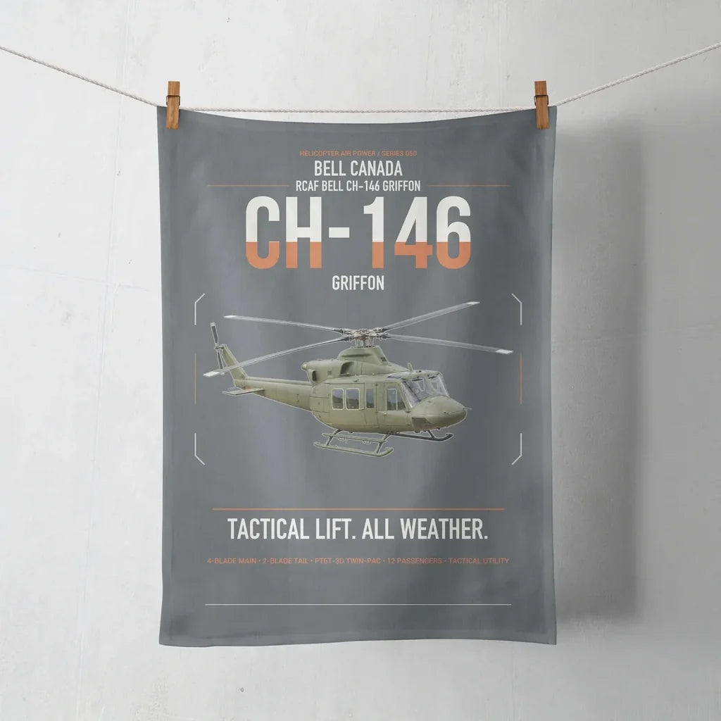 Bell Canada CH-146 Griffon design on gray towel