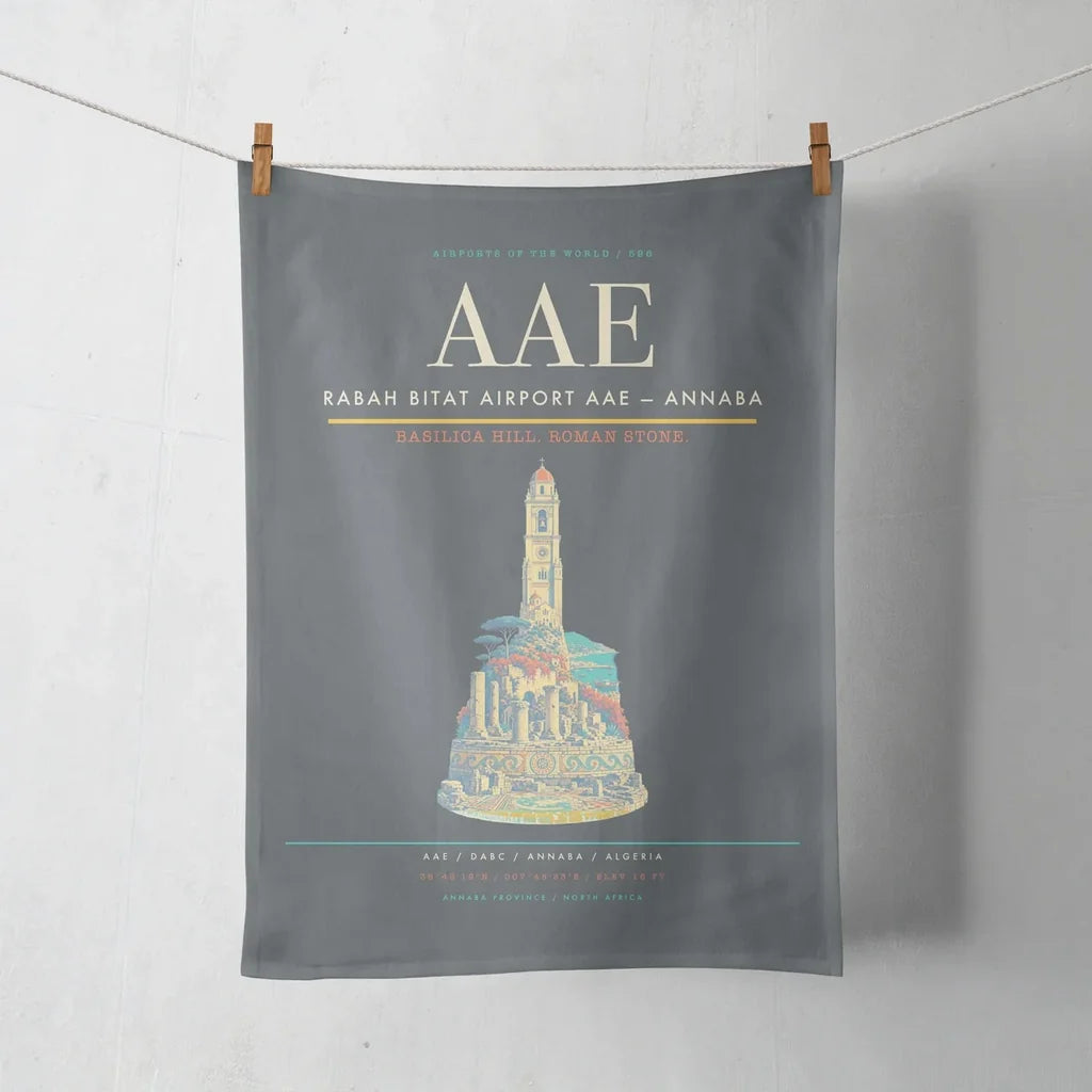 Rabah Bitat Airport (AAE) design on gray towel