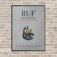 Thumbnail for Buffalo Niagara International Airport BUF vertical canvas print - framed - light gray background