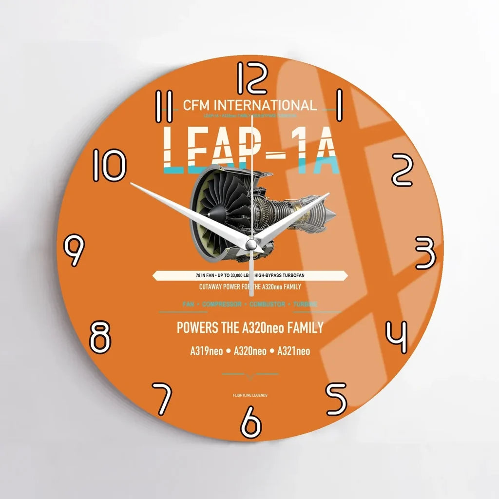 CFM LEAP-1A design on orange no frame wall clock