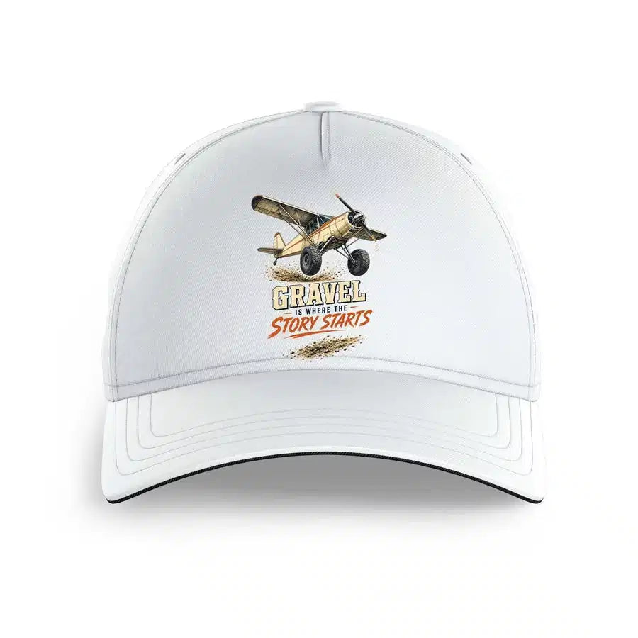 Gravel Is Where The Story Starts design on white printed hat