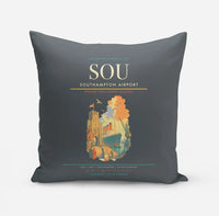 Thumbnail for Southampton Airport (SOU) design on gray pillow