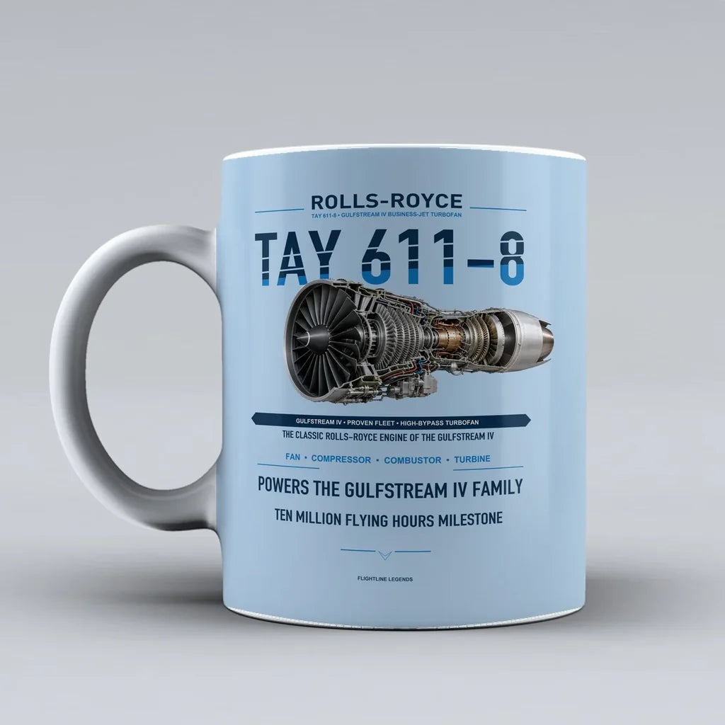 611-8 Mug design on light blue tay