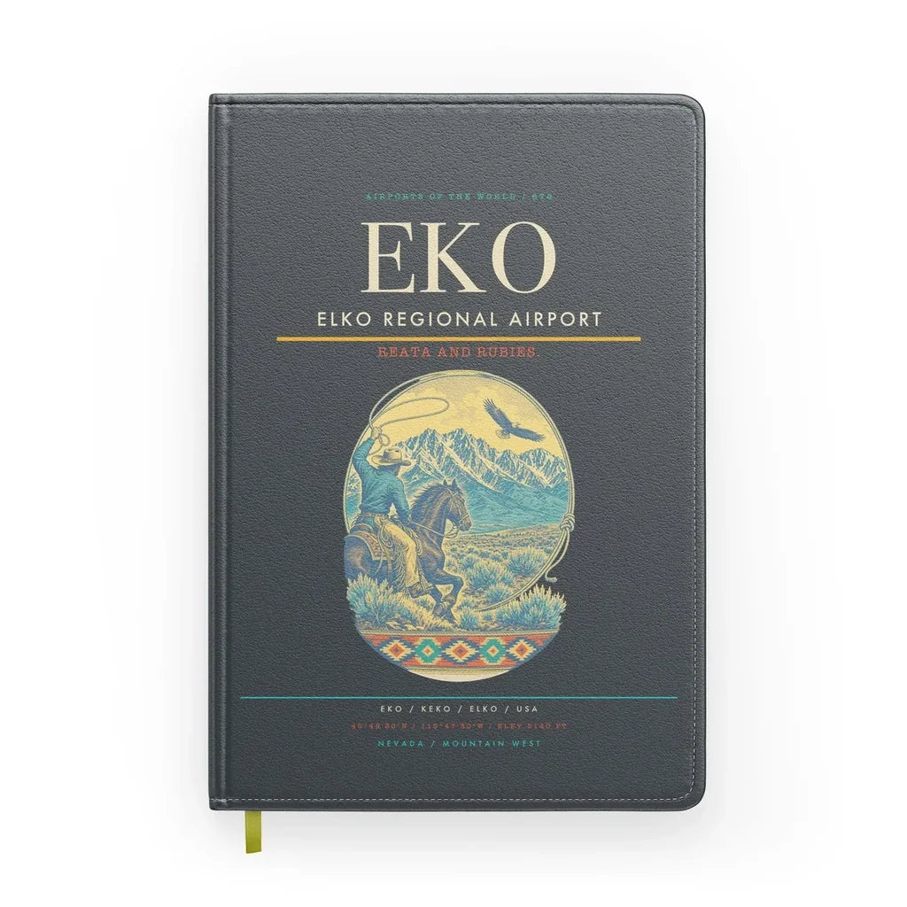 Elko Regional Airport (EKO) design on gray notebook