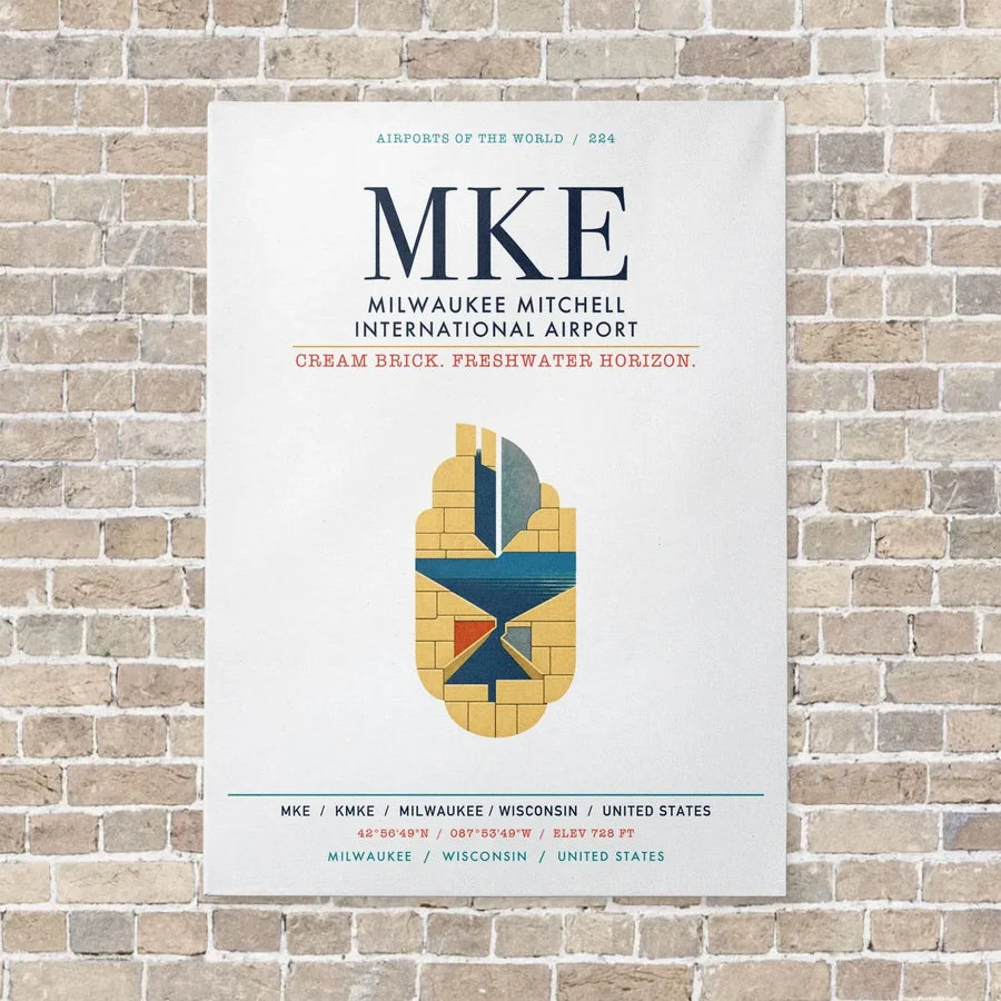 Milwaukee Mitchell International Airport MKE vertical canvas print - no frame - white background