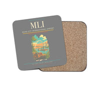 Thumbnail for Quad City International Airport (MLI) design on gray 1 piece coaster