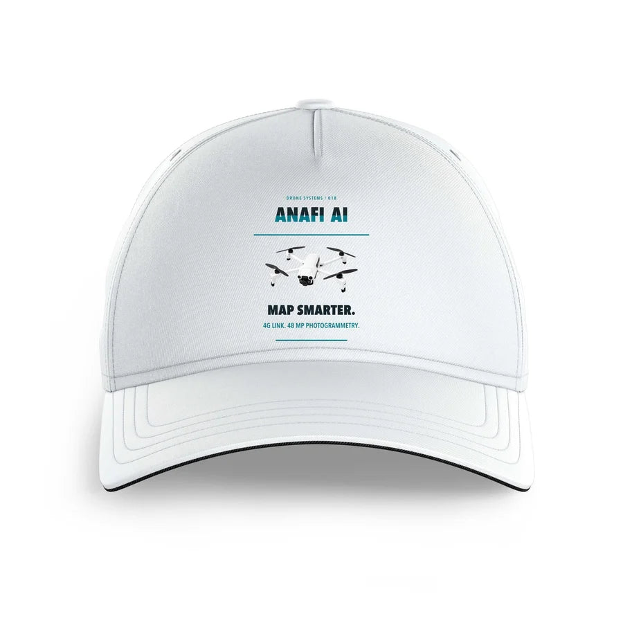 Parrot ANAFI Ai design on white printed hat