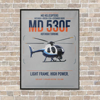 Thumbnail for MD Helicopters MD 530F vertical canvas print - framed - light gray background