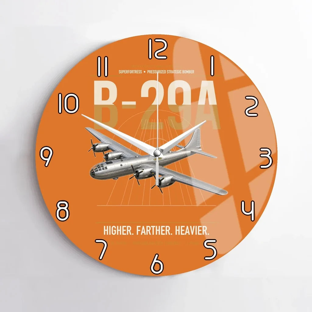 B-29A Superfortress design on orange no frame wall clock