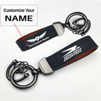 Thumbnail for Aerolineas Argentina Horseshoe Buckle key chain, Black + Name