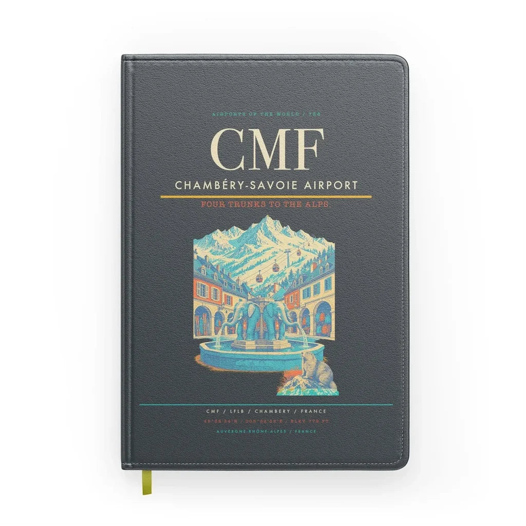 Chambéry-Savoie Airport (CMF) design on gray notebook
