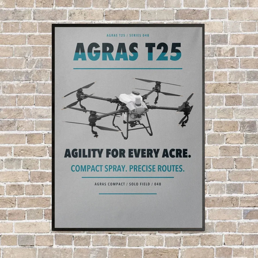 DJI Agras T25 vertical canvas print - framed - light gray background