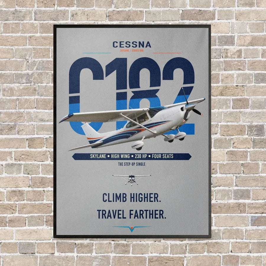 Cessna 182 Skylane vertical canvas print - framed - light gray background