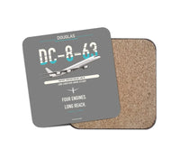 Thumbnail for Douglas DC-8-63 design on gray 1 piece coaster