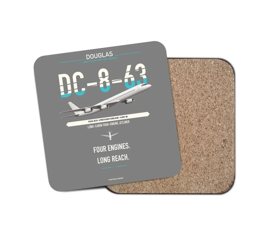 Douglas DC-8-63 design on gray 1 piece coaster