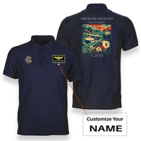 Thumbnail for VINTAGE G4078 - The Headland Light - Double-Side Polo T-Shirt design on navyblue+name