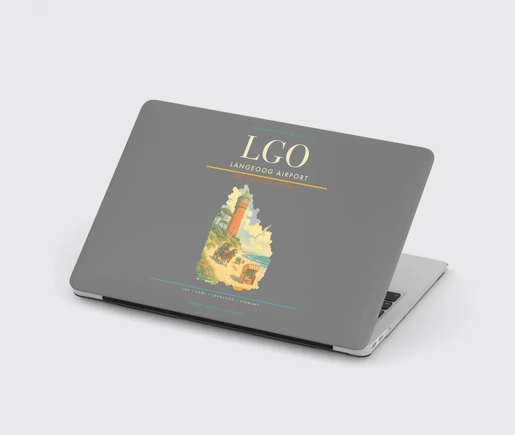 Langeoog Airport (LGO) design on gray MacBook case