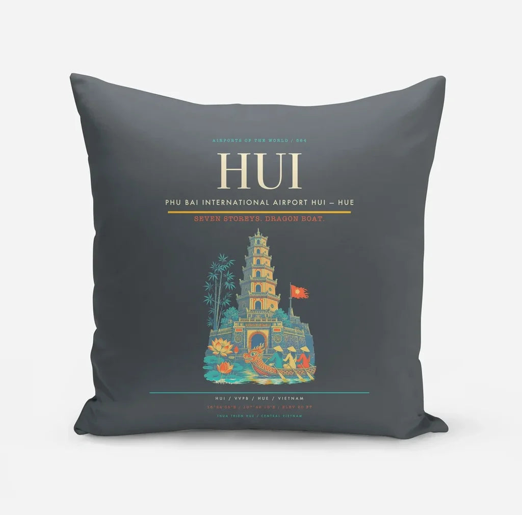 Phu Bai International Airport (HUI) design on gray pillow
