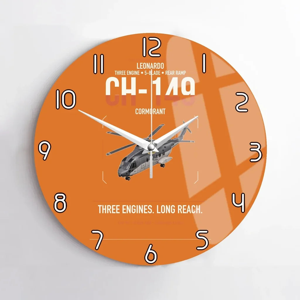 Leonardo CH-149 Cormorant design on orange no frame wall clock
