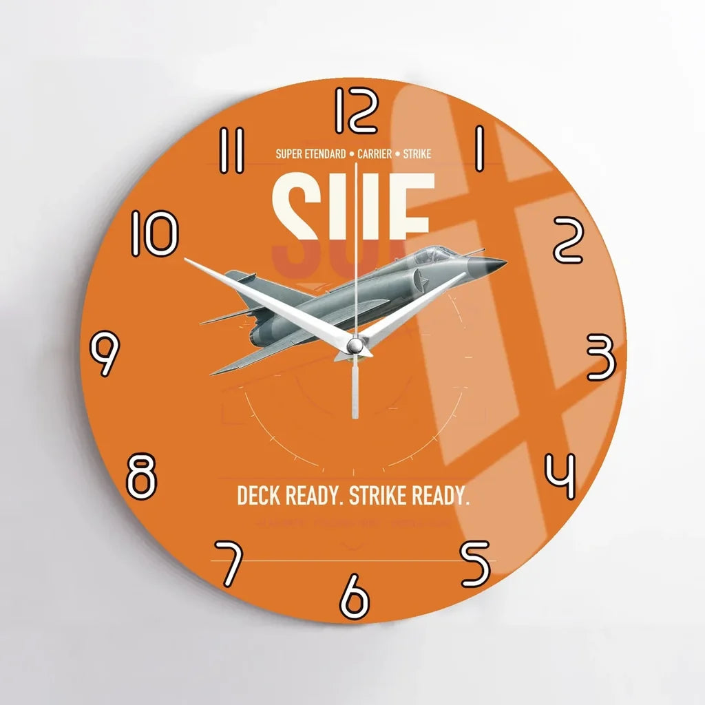 Dassault Super Étendard design on orange no frame wall clock