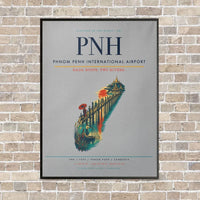 Thumbnail for Phnom Penh International Airport PNH vertical canvas print - framed - light gray background
