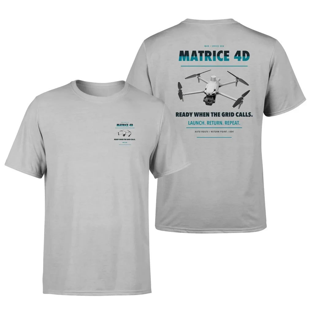 DJI Matrice 4D design on light gray t shirt