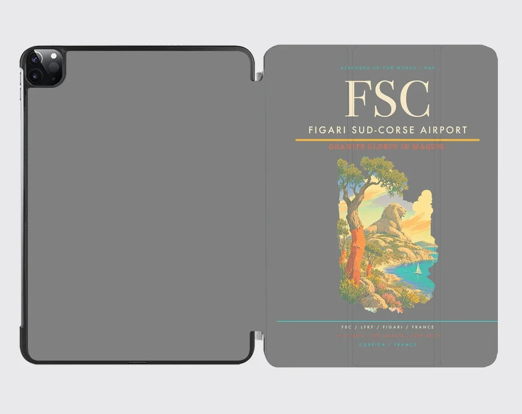 Figari Sud-Corse Airport (FSC) design on gray ipad tablet case