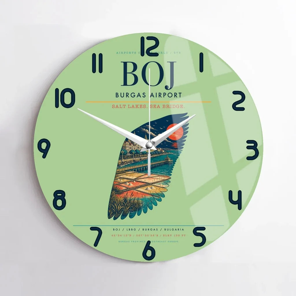 Burgas Airport BOJ Wall-Clock No-Frame - Light Green
