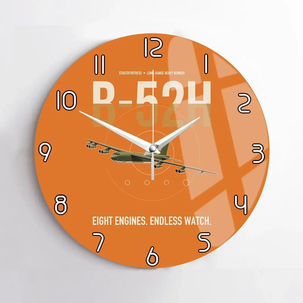 B-52H Stratofortress design on orange no frame wall clock