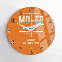 Thumbnail for McDonnell Douglas MD-80 design on orange no frame wall clock