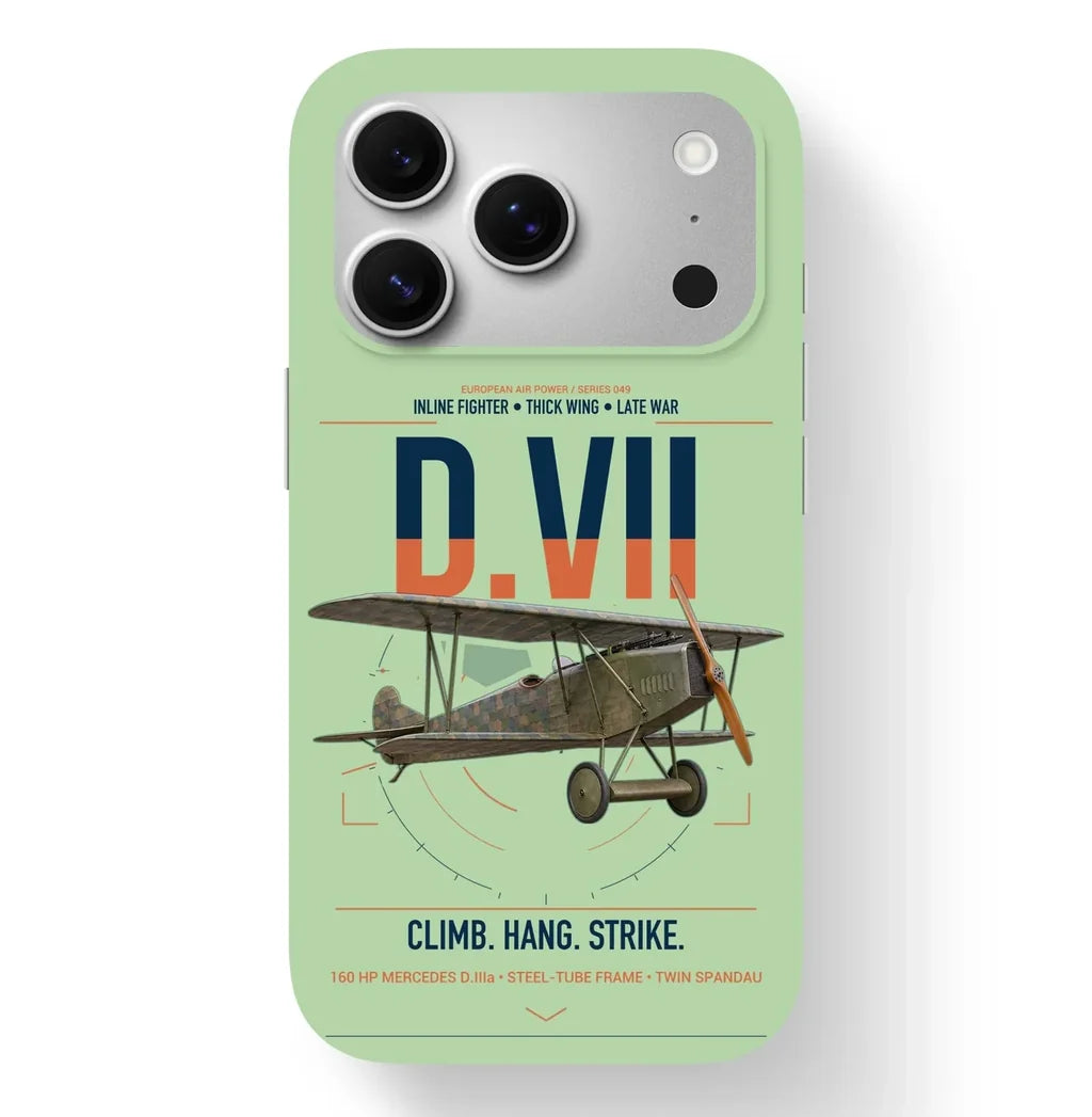 Fokker D.VII design on light green magsafe iphone case, for iPhone 17 Pro