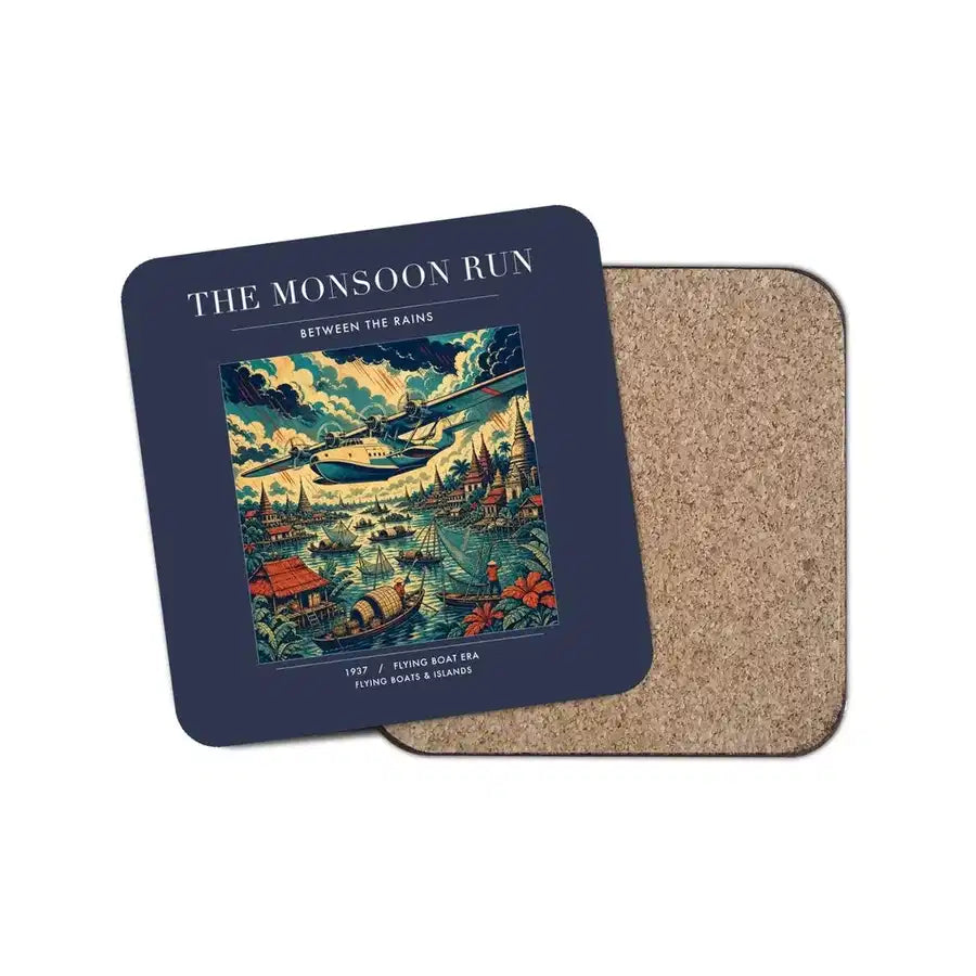 The Monsoon Run - Designed Coasters design on navy blue 1-piece