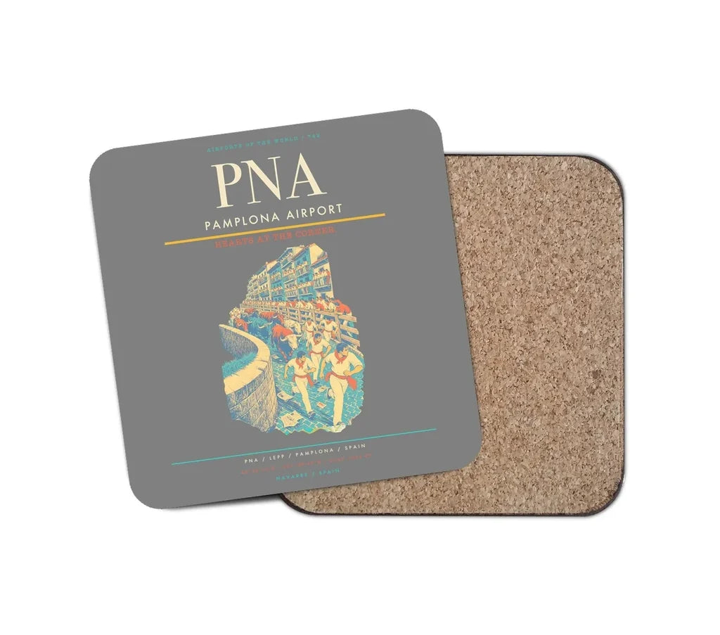 Pamplona Airport (PNA) design on gray 1 piece coaster