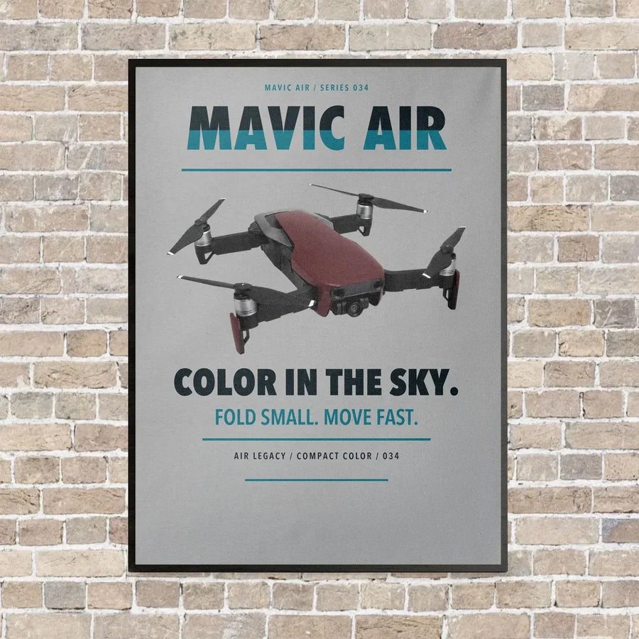 DJI Mavic Air vertical canvas print - framed - light gray background