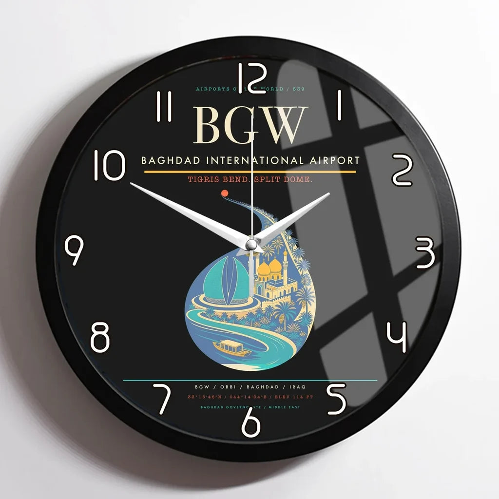 Baghdad International Airport BGW Wall-Clock Framed - Black