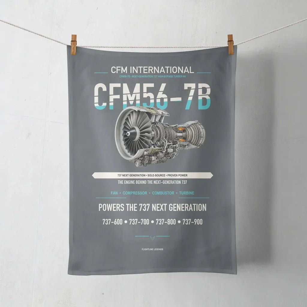 CFM56-7B design on gray towel