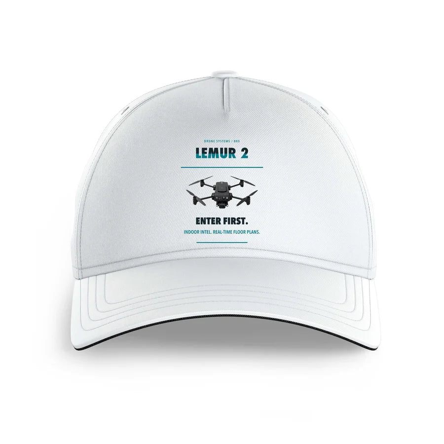 BRINC LEMUR 2 design on white printed hat