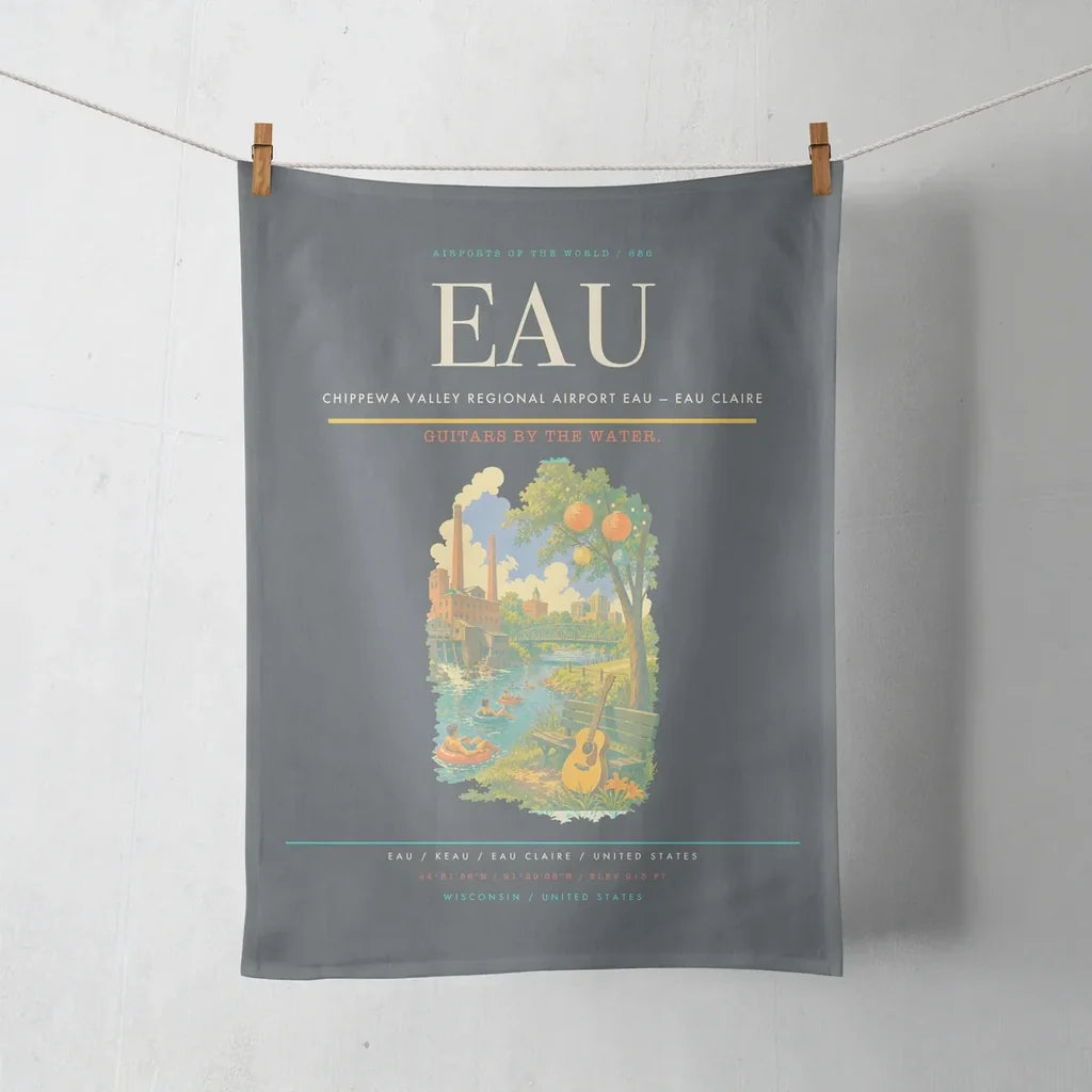 Chippewa Valley Regional Airport (EAU) design on gray towel