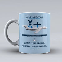Thumbnail for Cessna Citation X+ design on light blue ceramic mug, double-side print