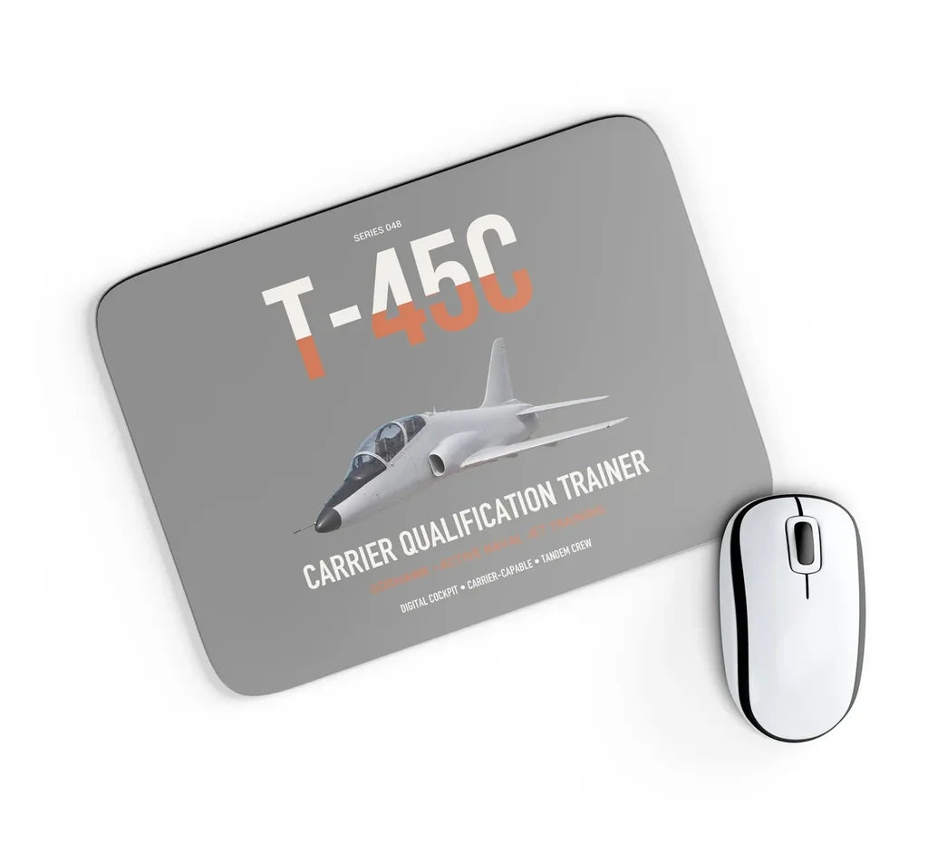 T-45C Goshawk design on gray rectangle mouse pad