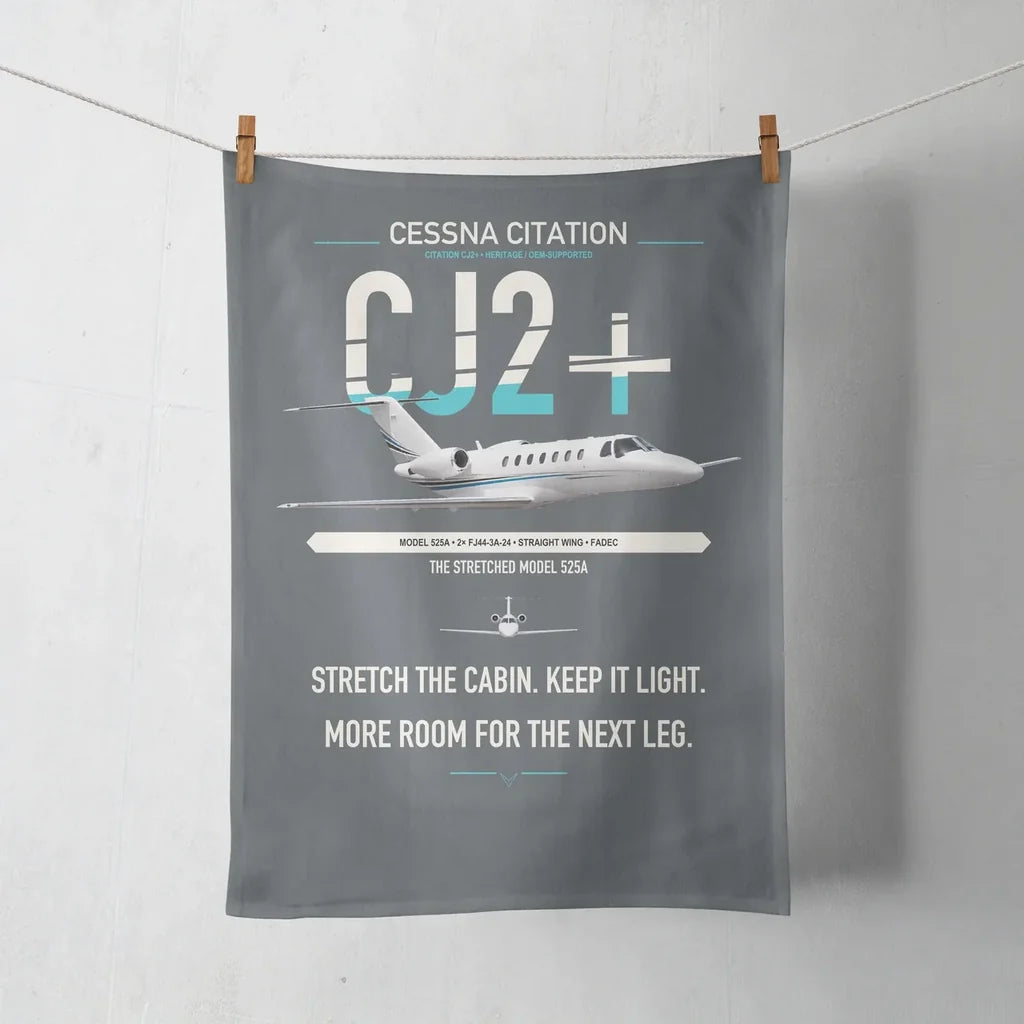 Cessna Citation CJ2+ design on gray towel